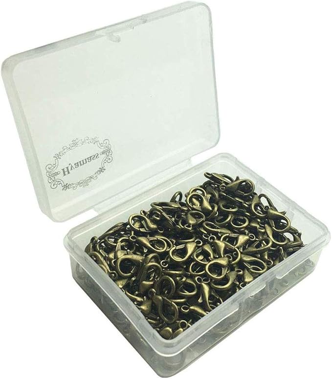 200Pcs Lobster Claw Clasps, 14x8mm Metal Alloy Lobster Clasps, Lobster Clasps for Jewelry Making,Keychains,Bracelet and for DIY Jewelry Necklace Clasps and Closures(Bronze)