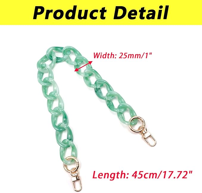 17.7"/45cm Fashion Shoulder Bag Strap Handbag Chain Strap for DIY Accessories & Bag Replacement, Green