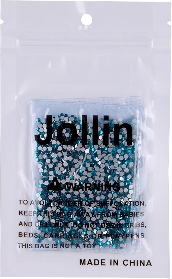 Jollin Glue Fix Crystal Flatback Rhinestones Glass Diamantes Gems for Crafting Nail Art Crafts Decorations Clothes Shoes 2.4mm (ss8 2880pcs, Blue Zircon)