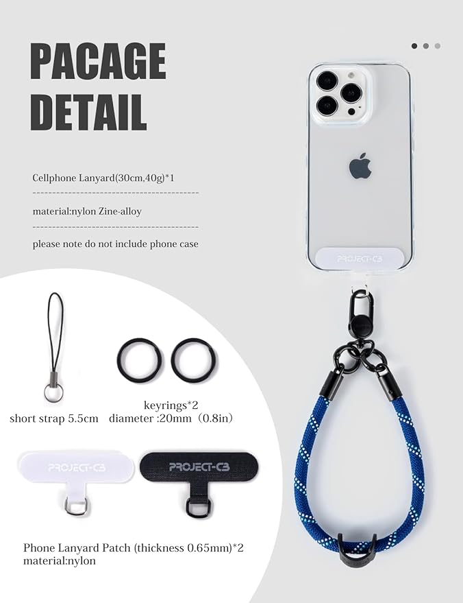 project-cb Phone Wrist Strap 1,Tether Tab 2,Phone Wristlet,Lanyard Wrist Strap,Key Holder,KeyChain,KeyRing×2(Verdant-S)