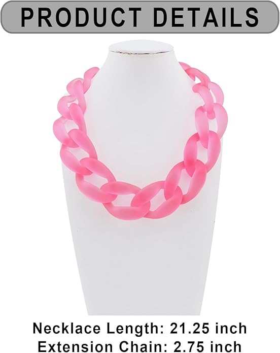 Firstmeet Chunky Acrylic Necklace Smooth Chain Link Cool Statement Choker Cuban Style Jewelry Gift for Women