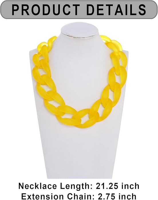 Firstmeet Chunky Acrylic Necklace Smooth Chain Link Cool Statement Choker Cuban Style Jewelry Gift for Women