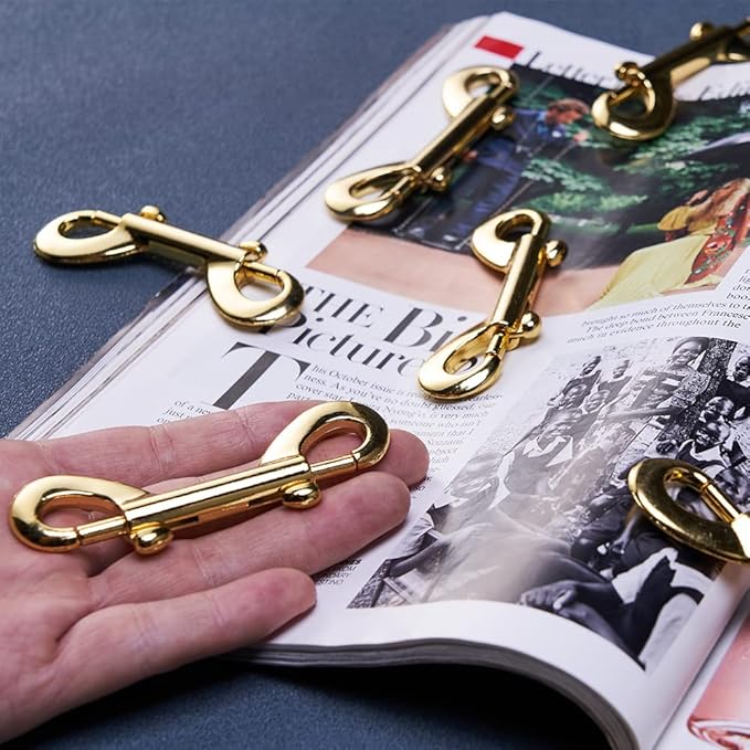 Lucky Goddness Swivel Snap Hooks, 10pcs Metal Heavy Duty Square Eye Clasp Buckle Trigger Clip Multipurpose- Best for Spring Pet Buckle (Bolt Snap Hooks - Gold)