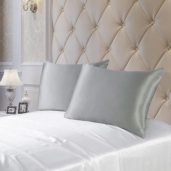 ZIMASILK Upgraded 100% 6A Grade Pure Mulberry Silk Pillowcase for Hair and Skin Silk Pillow Cases with Reinforced Hidden Zipper, More Soft & Durable, Gift Box (Standard 20"x26" Grey)