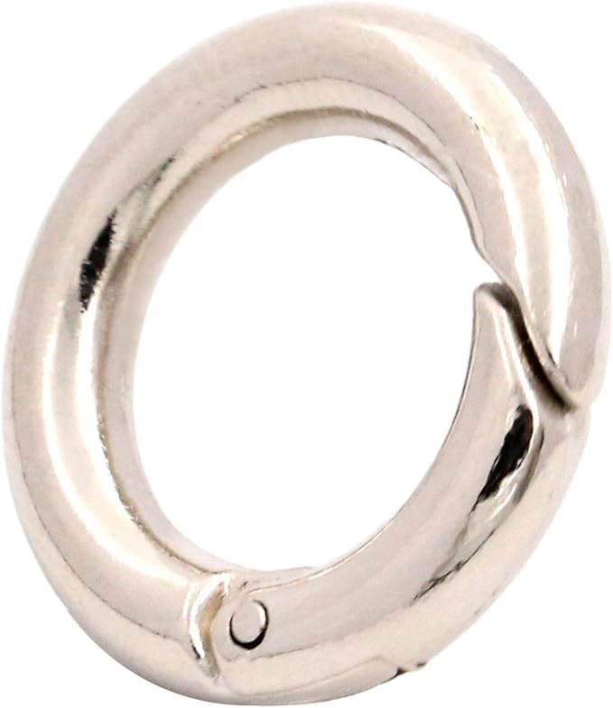 BIKICOCO 1/2'' Round Spring Gate O-Ring Clasp Push Snap Hook Belt Hardware Loop, for Handbags, Keys, Silver - 50 Pcs