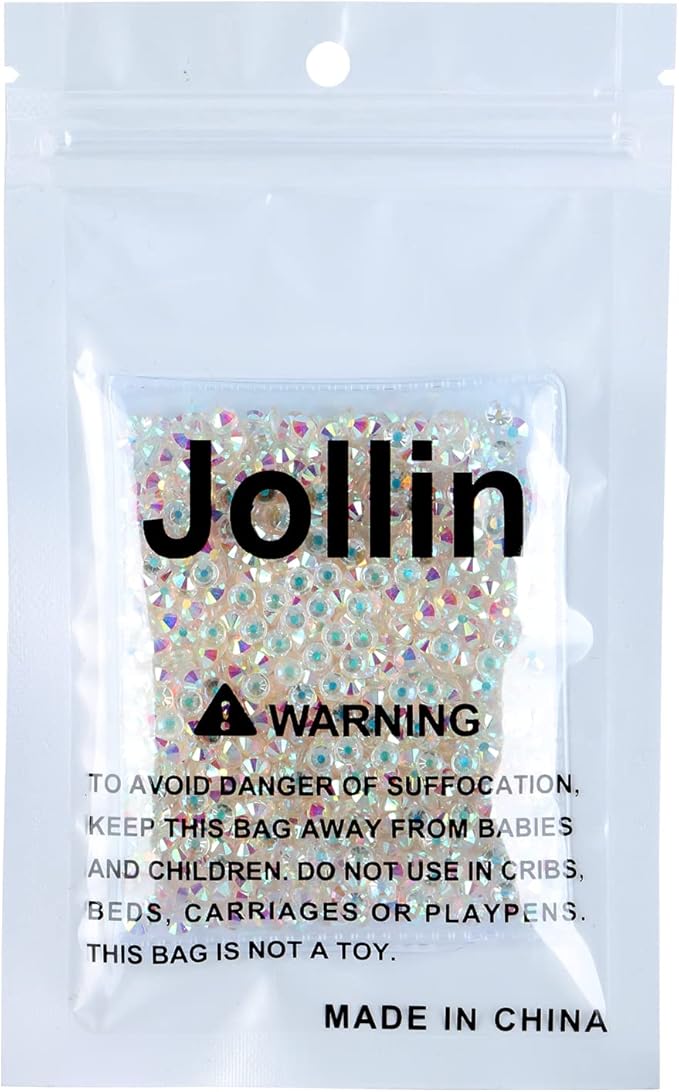 Jollin Glue Fix Flatback Rhinestones Glass Diamantes Gems for Nail Art Crafts Decorations Clothes Shoes(ss16 1440pcs,Transparent AB)