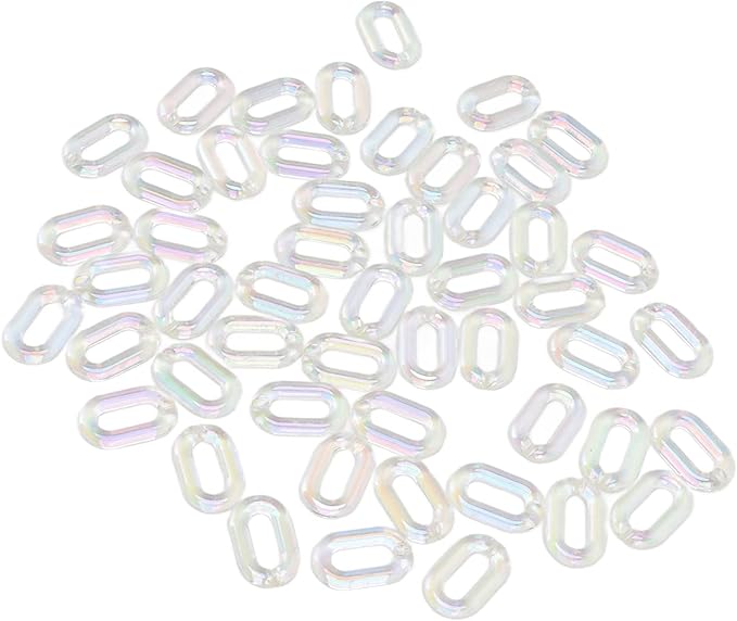 50PCS Acrylic Linking Rings Transparent, DIY Assemblable Chain, Transparent Color Plating Acrylic Rings for Jewelry Making, Crafts, Bags Decor, 33cm. Length with Edges