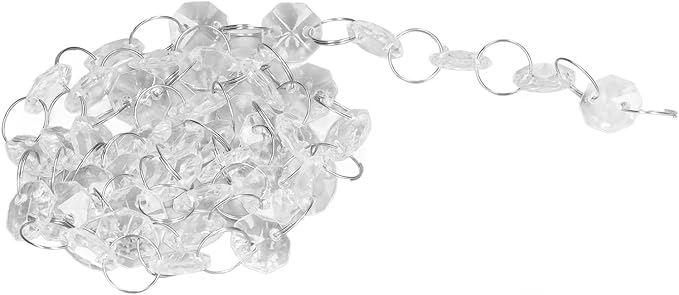 Crystal Chain Garland Strand, Acrylic Bead Chain Decoration, Adjustable DIY Crystal Garland with Metal Rings for Wedding Party Celebration, Home Garden Decor, Art Projects and DIY