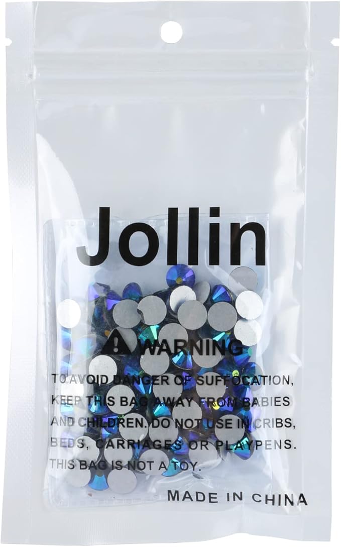 Jollin Glue Fix Crystal Flatback Rhinestones Glass Diamantes Gems for Crafting Nail Art Crafts Decorations Clothes Shoes 8.4mm (ss40 144pcs, Jet AB)
