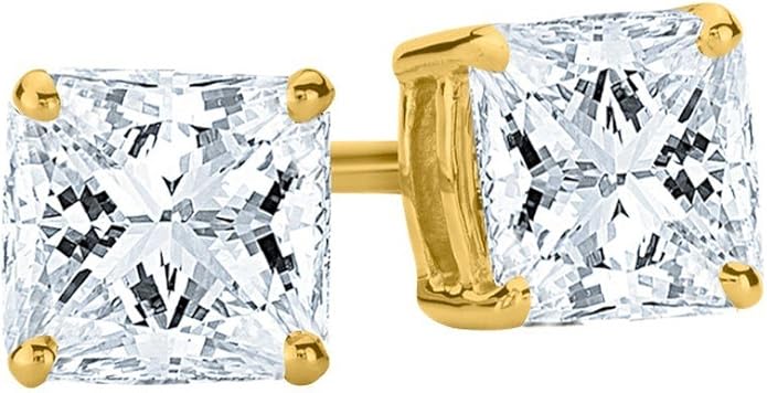 Houston Diamond District 0.5 to 10 Carat IGI Certified LAB-GROWN Princess Cut Diamond Stud Earrings for Women 4 Prong Screw Back (E-F Color, VS2-SI1 Clarity)