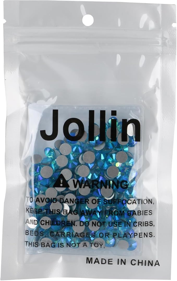 Jollin Glue Fix Crystal Flatback Rhinestones Glass Diamantes Gems for Nail Art Crafts Decorations Clothes Shoes(ss30 288pcs, Aquamarine AB)