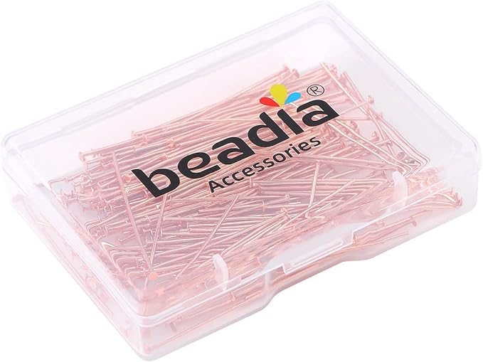 Rose Gold Plated Flat Head Pins Non Tarnish 35mm 200pcs for Jewelry Making Findings