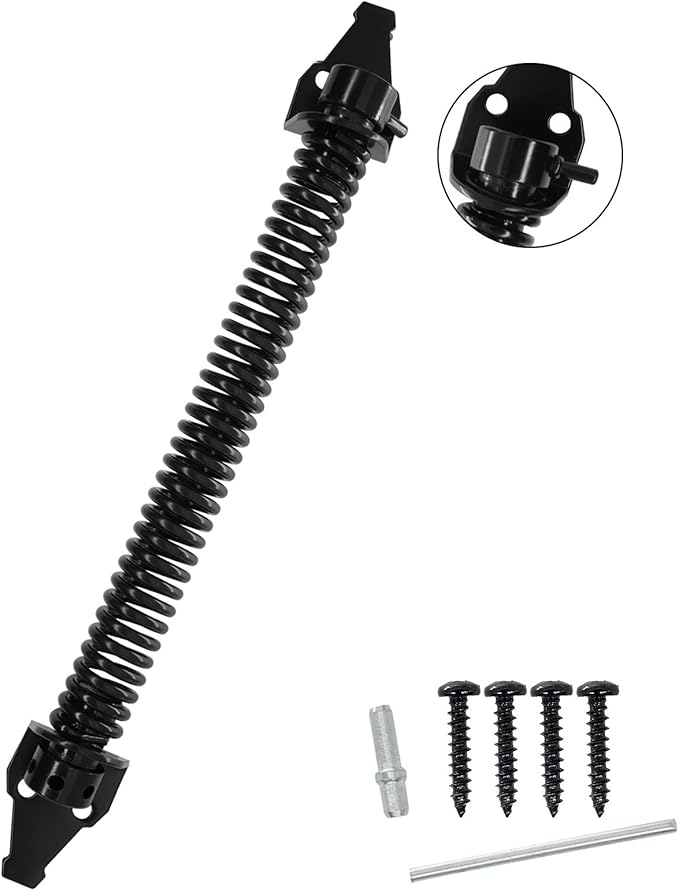 13 inch Self Closing Gate Door Spring Hardware for Wooden and Vinyl Fence with Adjustable Tool,Steel,Black