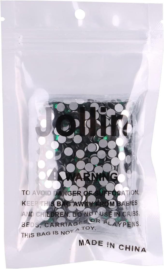 Jollin Glue Fix Crystal Flatback Rhinestones Glass Diamantes Gems for Crafting Nail Art Crafts Decorations Clothes Shoes 4.8mm (ss20 1440pcs, Dark Green)