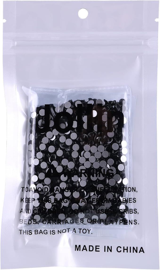 Glue Fix Crystal Flatback Rhinestones Glass Diamantes Gems for Crafting Nail Art Crafts Decorations Clothes Shoes 4.0mm (ss16 1440pcs, Jet)