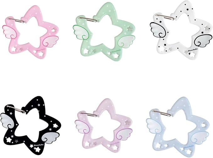 Acrylic Wing/Star Shape Carabiner Hook Clips Card Holder Keychain Portable Outdoor Keyring Hook Backpack Pendant Gifts