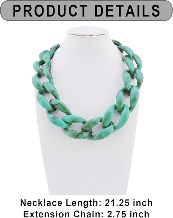 Firstmeet Chunky Acrylic Necklace Smooth Chain Link Cool Statement Choker Cuban Style Jewelry Gift for Women