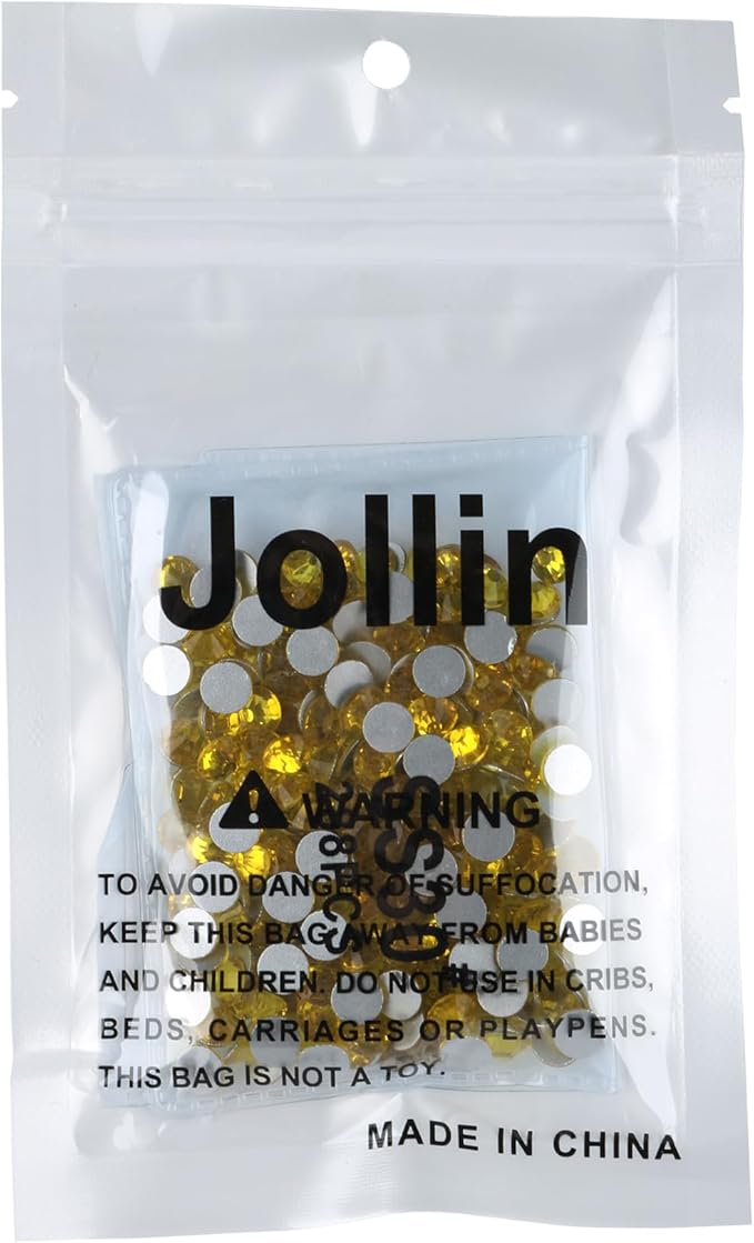 Jollin Glue Fix Crystal Flatback Rhinestones Glass Diamantes Gems for Crafting Nail Art Crafts Decorations Clothes Shoes 6.4mm (ss30 288pcs, Citrine)