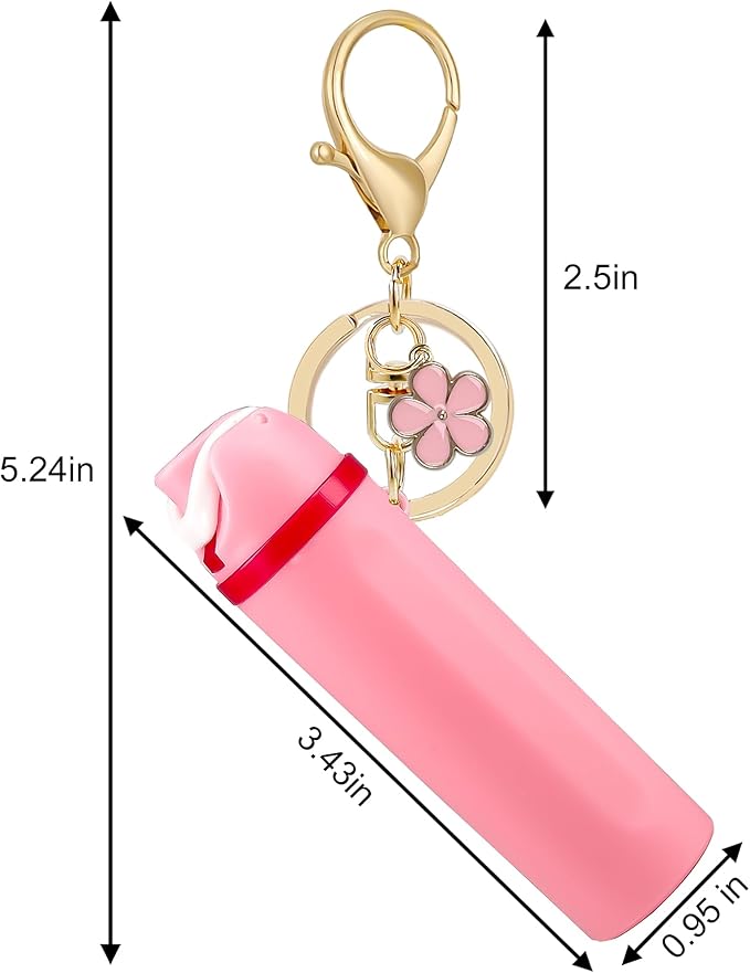 Mini Trendy Bottle Keychain Accessories Compatible with Owala Water Cute Tumbler Cup Chapstick Lip Balm Holder Charms