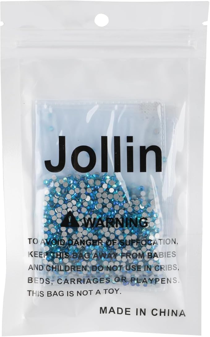Jollin Glue Fix Crystal Flatback Rhinestones Glass Diamantes Gems for Nail Art Crafts Decorations Clothes Shoes(ss8 2880pcs, Aquamarine AB)