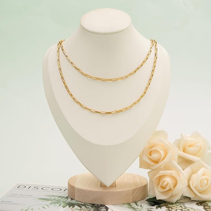UMAOKANG 16.4 Feet Gold Plated Stainless Steel Chains for Jewelry Making Box Chain Link with Jump Rings and Lobster Clasps