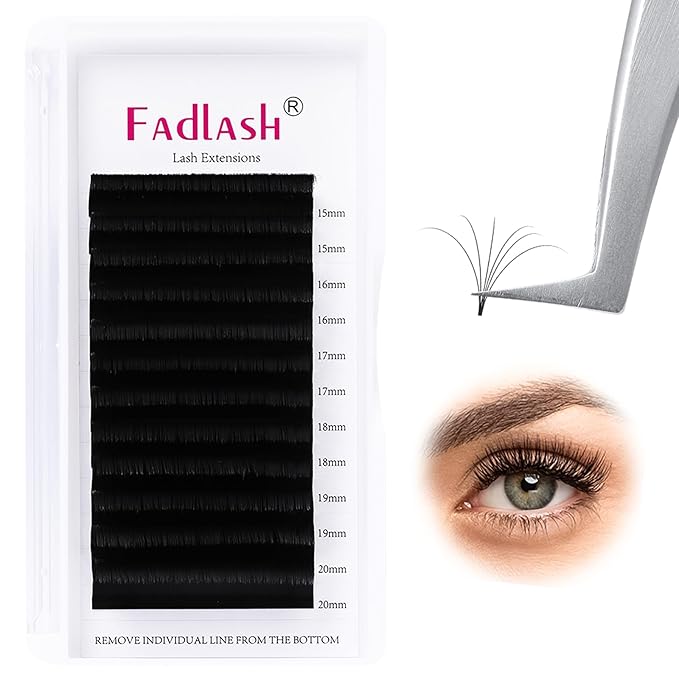 FADLASH Easy Fan Lash Extensions Volume Eyelash Extensions Mixed Tray 3D 4D 5D 6D 7D 10D Lash Extensions 0.07 Soft Self Fanning Volume Lashes Supplies Blooming Lashes (0.07-D, Mix 15-20mm)