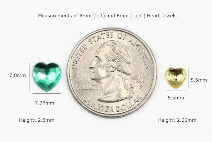 KraftGenius Allstarco 8mm Flat Back Heart Acrylic Rhinestones Tiny Face Gems Body Jewels Card Making Embelishments - 100 Pieces (Green Xmas JG02)