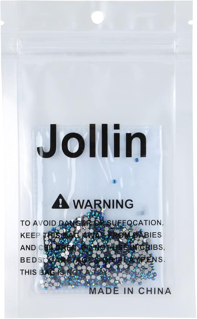Jollin Glue Fix Crystal Flatback Rhinestones Glass Diamantes Gems for Crafting Nail Art Crafts Decorations Clothes Shoes 1.8mm (ss5 2880pcs, Jet AB)