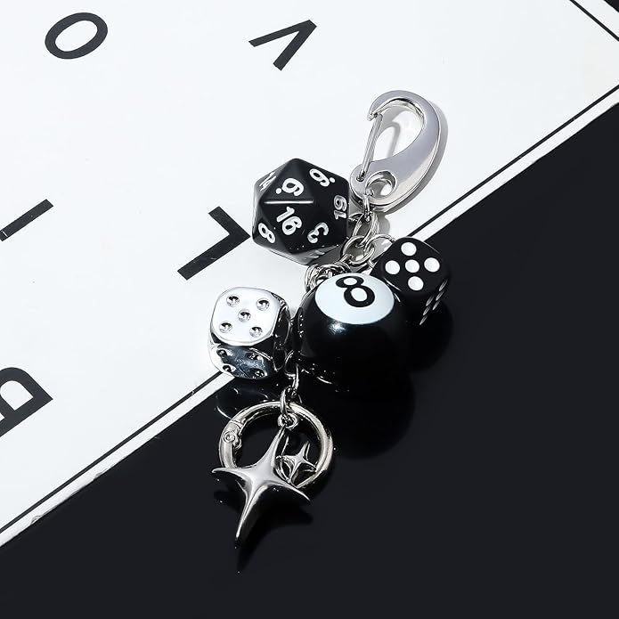 Y2k Aesthetic Dice 8 Ball Keychain-Cute Keychains for Backpack Mobile Phone Charms Lucky Gifts for Men Women