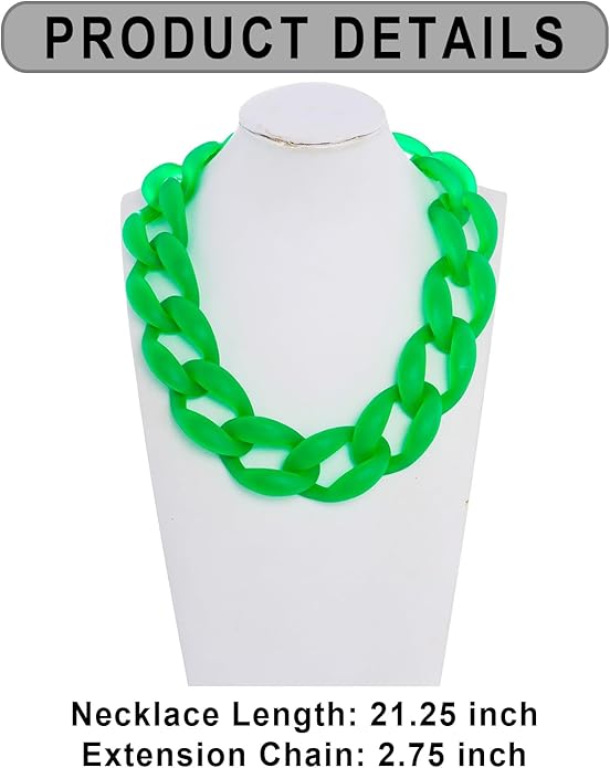 Firstmeet Chunky Acrylic Necklace Smooth Chain Link Cool Statement Choker Cuban Style Jewelry Gift for Women