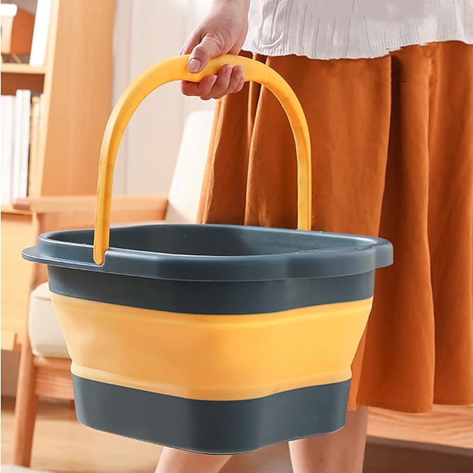 DoroSun Collapsible Foot Bath Basin Tub for Soaking Feet, Plastic Foldable Foot Spa Bucket Tools with Handle and Massager Acupoint for Camping Travel