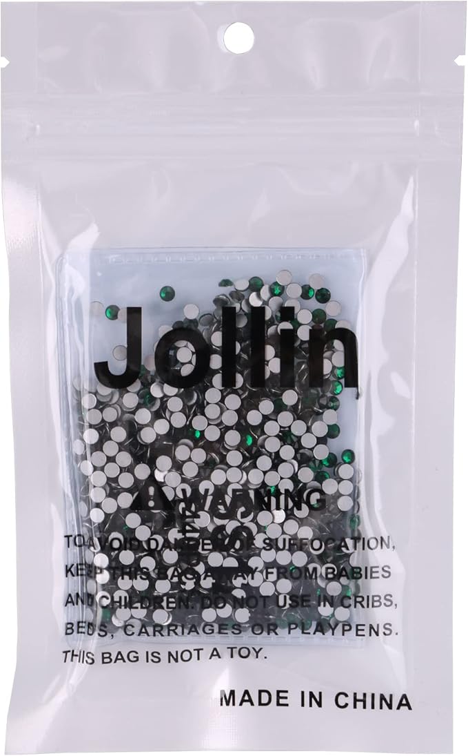 Glue Fix Crystal Flatback Rhinestones Glass Diamantes Gems for Crafting Nail Art Crafts Decorations Clothes Shoes 3.2mm (ss12 1440pcs, Dark Green)