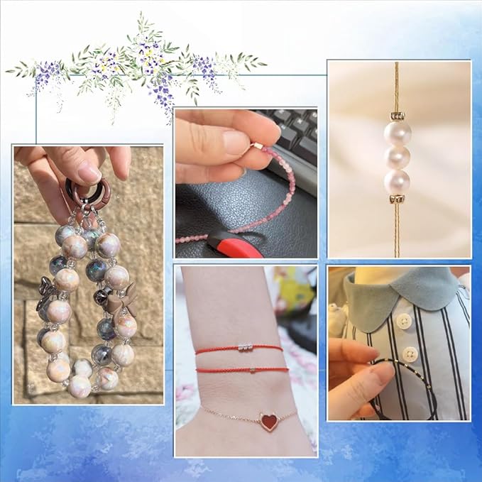 PH PandaHall Crimp Tube Beads, 3000 Pcs 1.5mm 2mm Brass Tube Crimp End Spacer Beads Cord End Caps Loose Stopper Bead for Earring Necklace Pendant DIY Jewelry Gift Making, Golden/Silver/Platinum