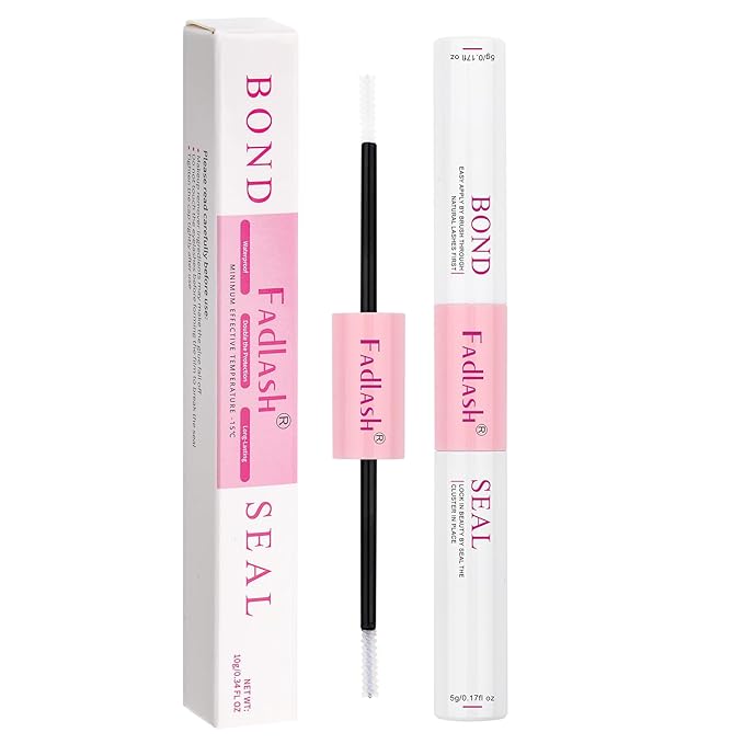 FADLASH Lash Bond and Seal Lash Glue Waterproof 10ml Eyelash Bond and Seal for Eyelash Clusters Super Strong Hold 48-72 Hours Eyelash Glue Clear