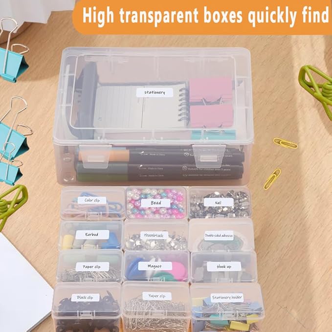 102pcs Bead Storage Containers, Bead Organizer Boxes And Craft Storage Boxes For Bracelet Making Diy Jewelry Craft Nails, Bracelets, Jewelry, Diamonds, Clay Beads, Screws(6 Pack 96pcs)