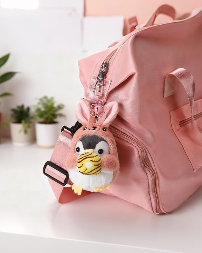Penguin Plush Keychain Cute Stuff Cosplay Costume Change Clothing Donut Frog Unicorn Shiba Inu Bunny Tiger keyring