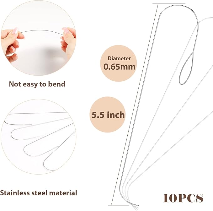 PP OPOUNT 10 PCS Upgrade Big Eye Curved Beading Needles, 5.5 Inch Beading Needles for Bead Spinner, Bead Needles for Jewelry Making, DIY Waist Beads, Necklaces, Bracelets (Patent Protection)