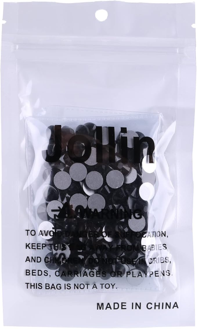 Jollin Glue Fix Crystal Flatback Rhinestones Glass Diamantes Gems for Crafting Nail Art Crafts Decorations Clothes Shoes 8.4mm (ss40 144pcs, Jet)