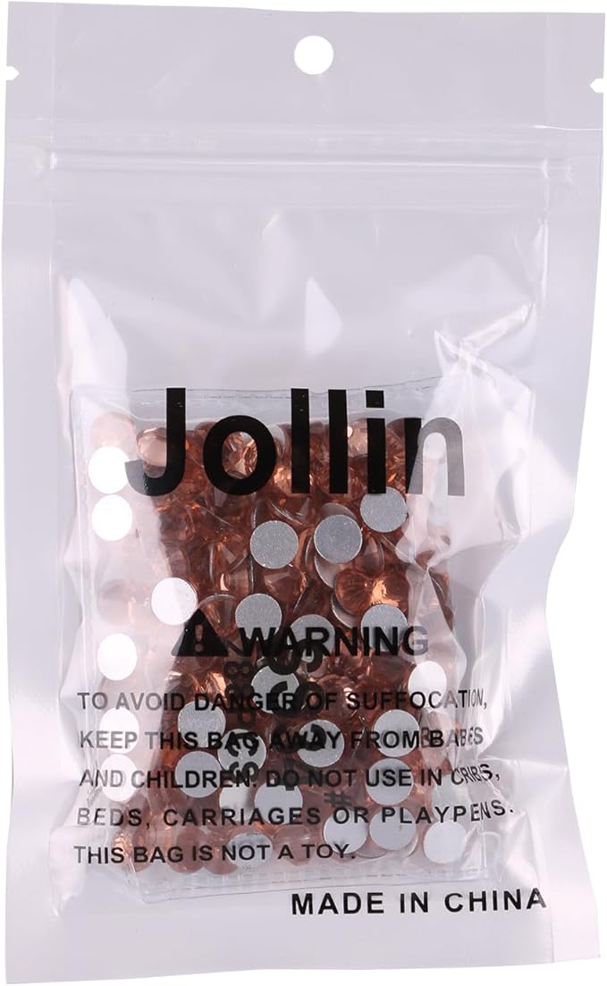 Jollin Glue Fix Crystal Flatback Rhinestones Glass Diamantes Gems for Crafting Nail Art Crafts Decorations Clothes Shoes 7.2mm (ss34 288pcs, Champagne)
