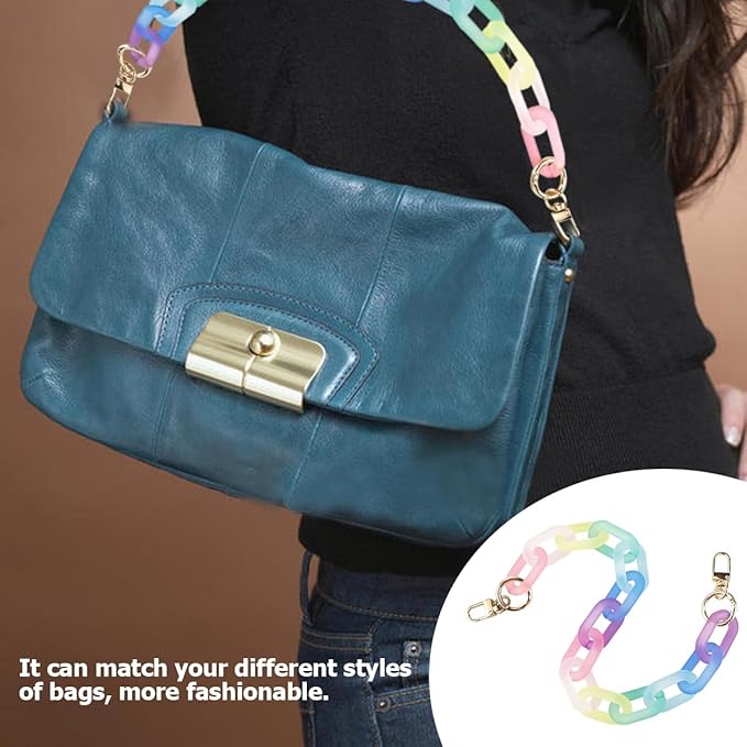 Colorful Acrylic Chain Strap, Handbag Chain Replacement, Rainbow Resin Crossbody Bag Decoration Chain, Mini Clutch Bag Chain Strap (43CM)