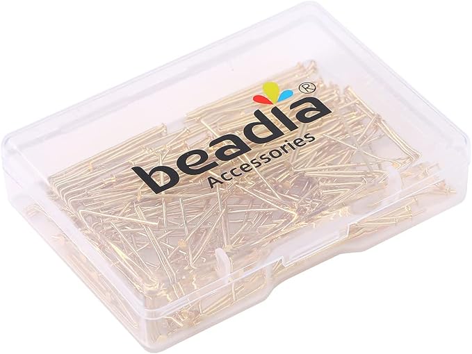 14K Gold Plated Flat Head Pins Non Tarnish 25mm 200pcs for Jewelry Making Findings