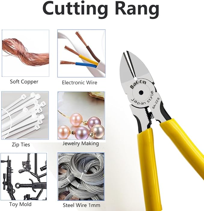 Wire Cutters 6 Inch, Precision Wire Flush Cutters, Heavy Duty Cutting Pliers for Copper Cables, Wires, Crafts, Jewelry Making