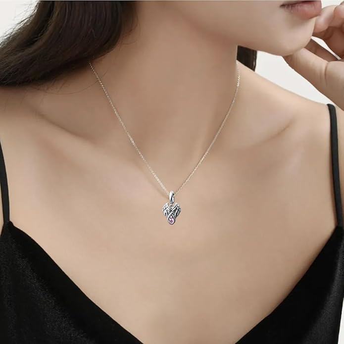 KunBead Guardian Angel Wings Birthstone Dangle Birthday Charms Compatible with Pandora Charm Bracelet for Women