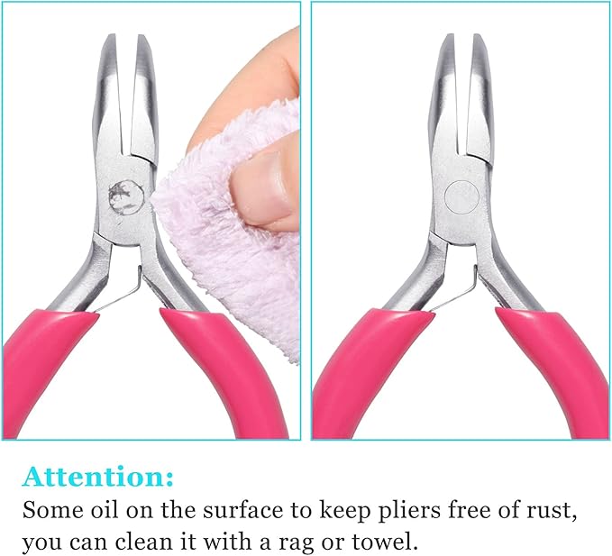 SPEEDWOX Mini Bent Nose Pliers, 3" Chain Nose Pliers with Pink PVC Handle, Jewelry Pliers for Beading Jewelry Making Wire Wrapping DIY Craft Hobby Supplies