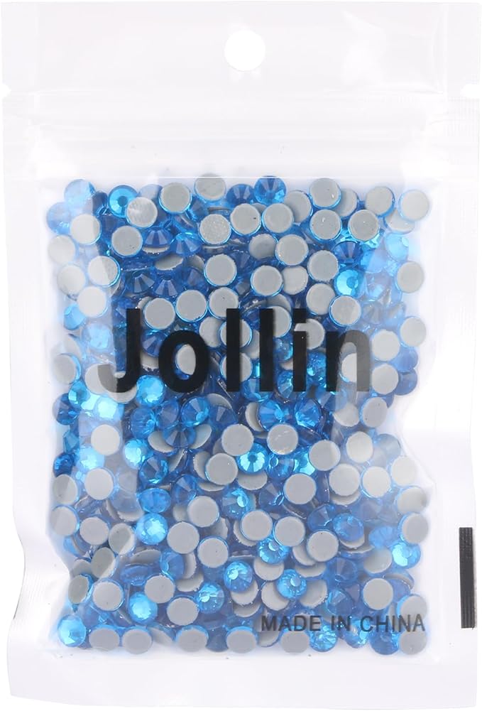 Jollin Hot Fix Crystal Flatback Rhinestones Glass Diamantes Gems 4.8mm(20ss 576pcs, Capri Blue)