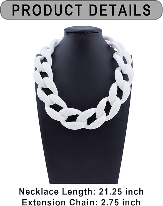 Firstmeet Chunky Acrylic Necklace Smooth Chain Link Cool Statement Choker Cuban Style Jewelry Gift for Women