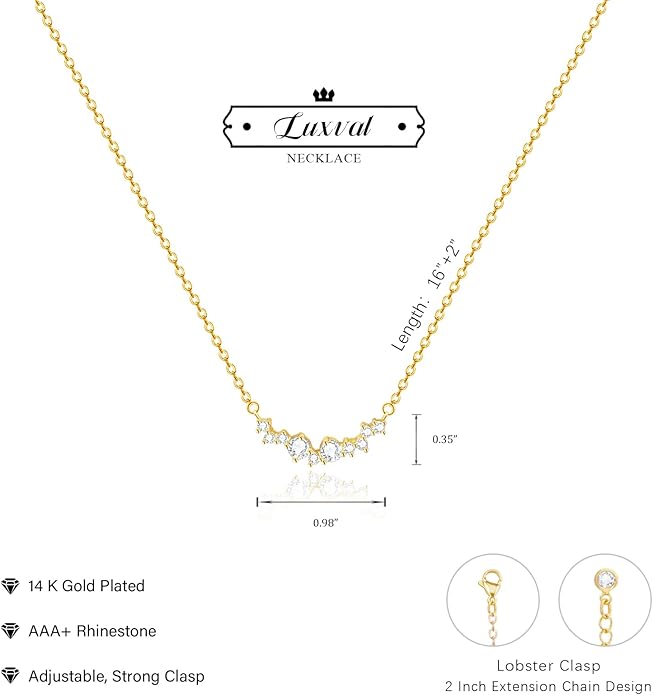 Luxval Diamond Pendant Gold Necklace for Women,Dainty 18k Gold Plated Choker Necklaces Simple Gold Jewelry Gifts for Women Girls