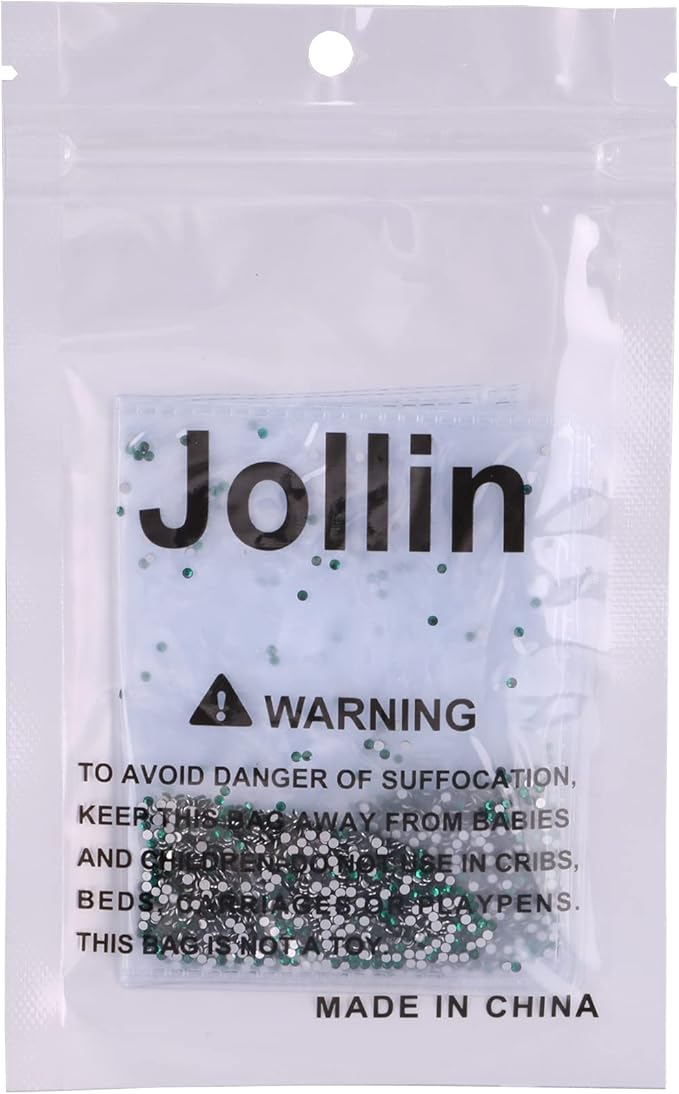 Jollin Glue Fix Crystal Flatback Rhinestones Glass Diamantes Gems for Crafting Nail Art Crafts Decorations Clothes Shoes 1.4mm (ss3 2880pcs, Dark Green)