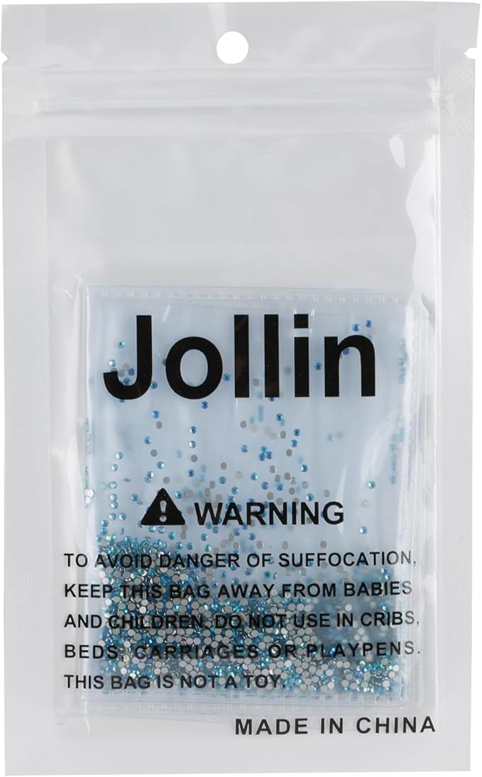 Jollin Glue Fix Crystal Flatback Rhinestones Glass Diamantes Gems for Nail Art Crafts Decorations Clothes Shoes(ss3 2880pcs, Aquamarine AB)