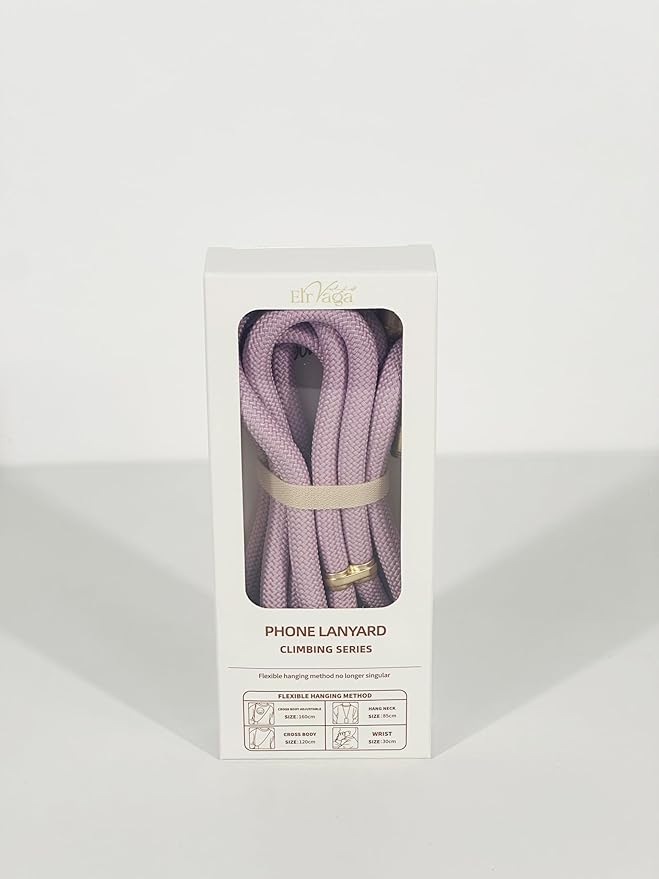Adjustable Anti-Theft Phone Lanyard Neck & Crossbody Strap with 0.2mm Metal Tab & Comfort-Fit 8mm Rope (Light Purple)